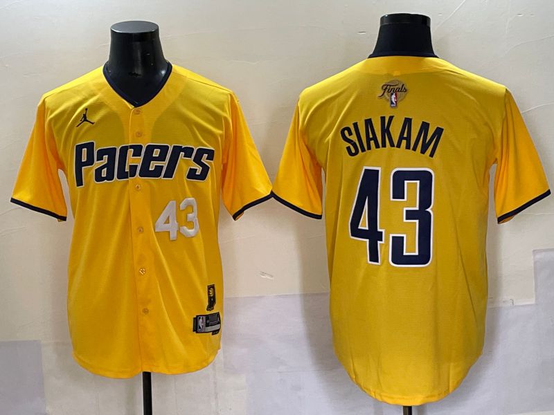 Men 2025 Indiana Pacers #43 Siakam Yellow Joint Name NBA Jersey style 4